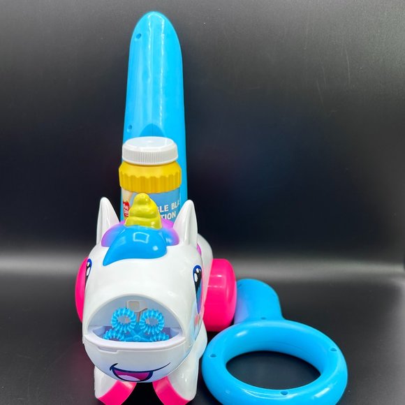 Play Day Unicorn Push Bubble Blower w/ Bubble Solution Blue White NWOB - Picture 1 of 12
